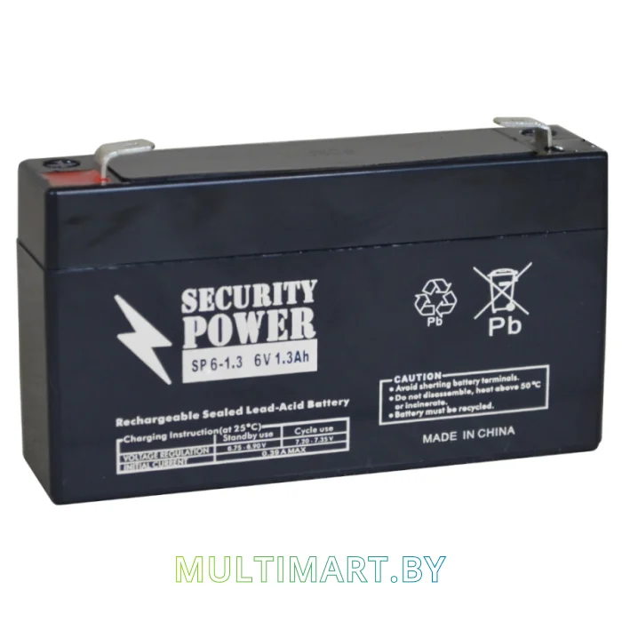 Аккумулятор для ИБП Security Power SP 6-1.3 F1 (6В/1.3 А·ч)